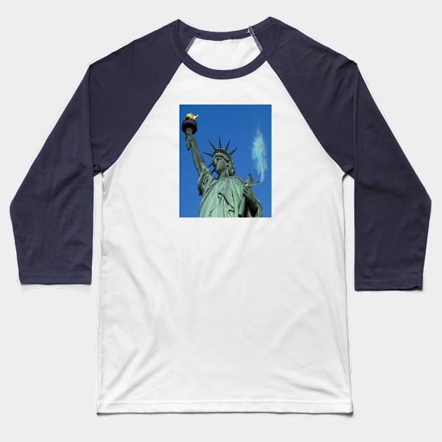 Holy Smoke! Statue of Liberty Baseball T-Shirt by BullShirtCo